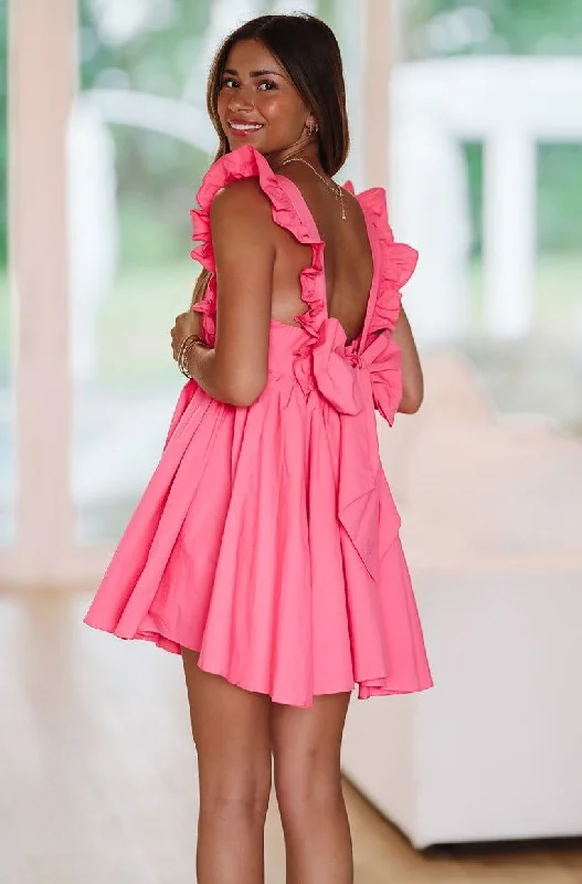 Bettina Mini Dress - Fuchsia Fashionable A-Line Mini Dress