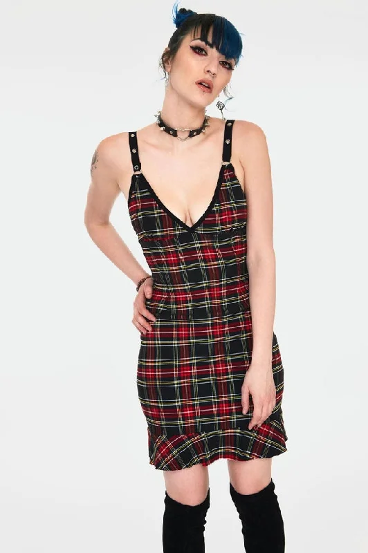 Disgraced Tartan Mini Dress Comfortable Linen Mini Dress