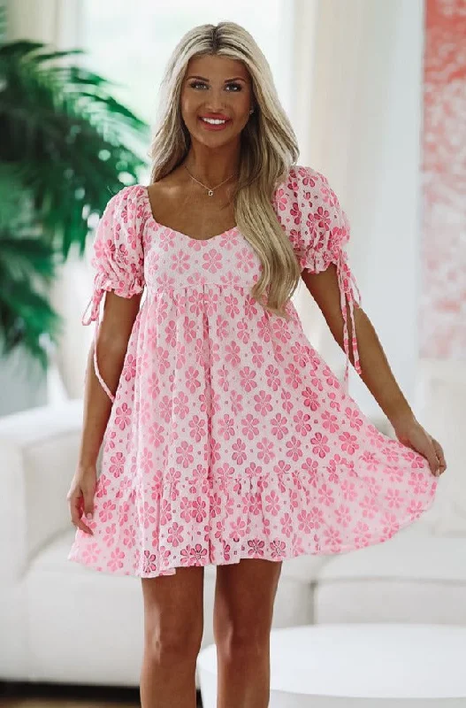 Do You Think Of Me Mini Dress - Fuchsia Pink Elegant Off-Shoulder Dress Mini