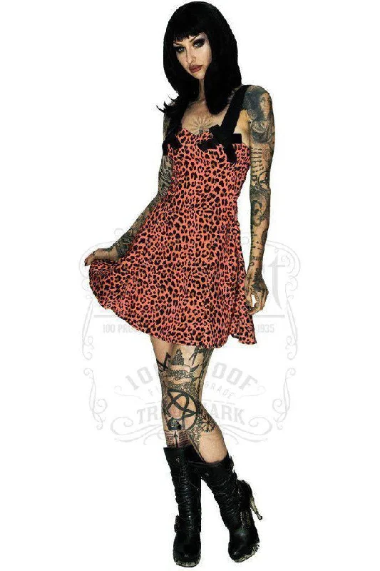 Fire Leopard Mini Dress - Jessica Fashionable Button-Front Mini Dress