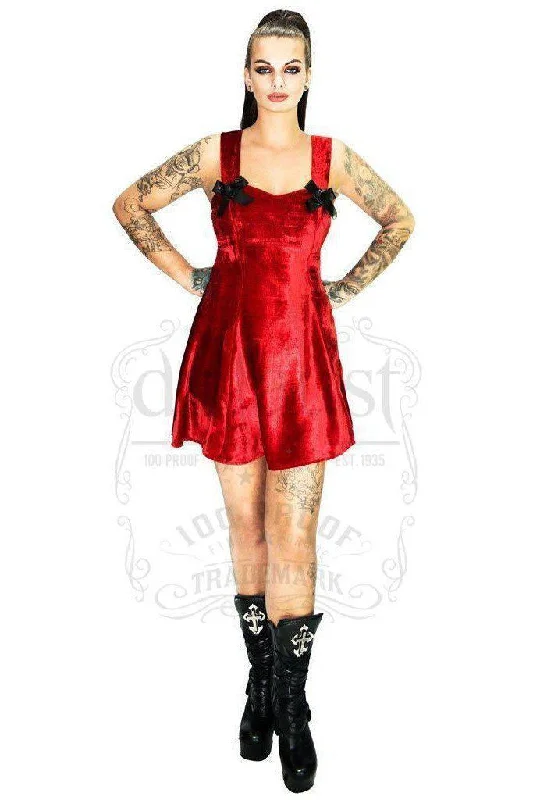 Royal Luxury Deep Red Velvet Mini Dress - Felicity Fashionable A-Line Mini Dress