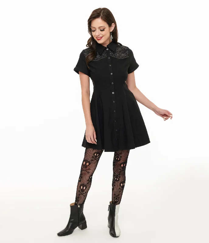 Killstar Black Nowhere's Ville Mini Dress Fashionable Denim Mini Dress