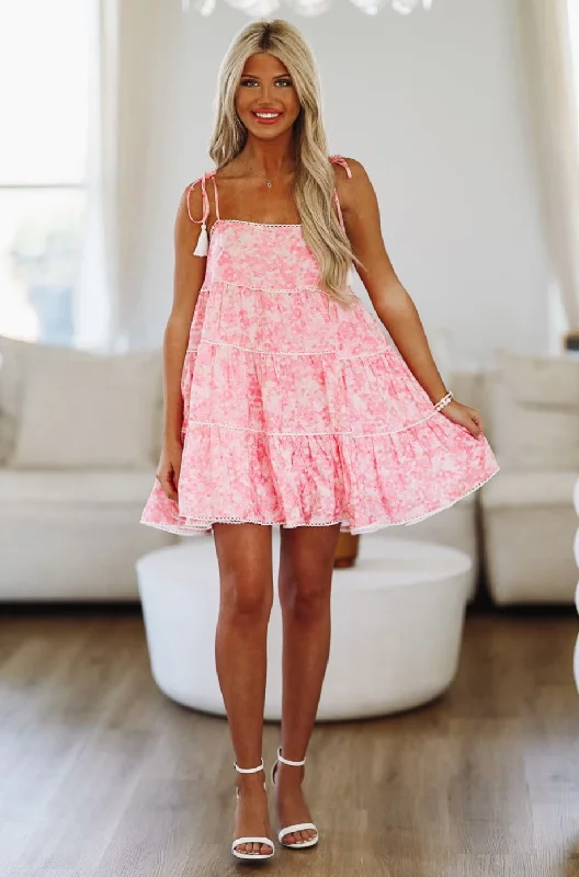 Twinkle Pink Mini Dress - Pink Comfortable Off-Shoulder Mini Dress