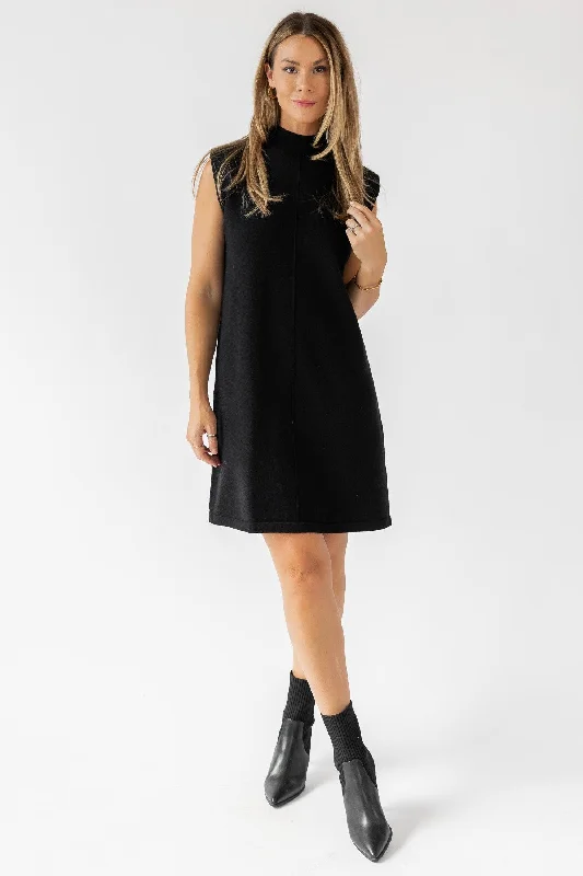 Verona Black Knit Mini Dress Cozy T-Shirt Mini Dress