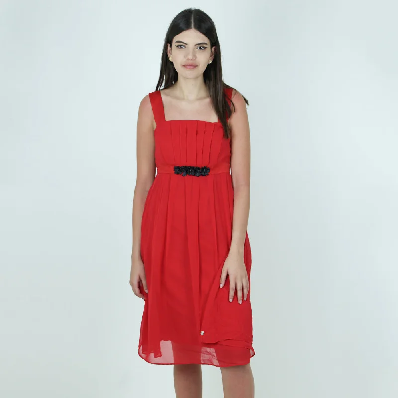 Women's Chiffon Flare Party Dress,Red Lace Sexy Club