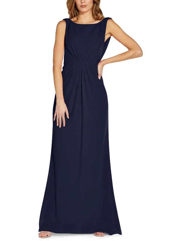 Womens Crepe Drape-Back Evening Dress Tunics Occasion special