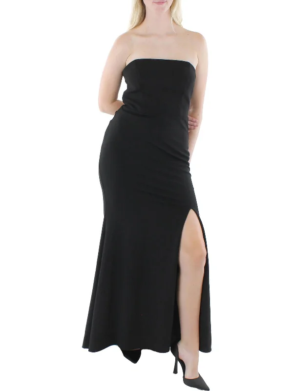 Womens Embellished Slit Evening Dress sweetheart Neckline Romantic