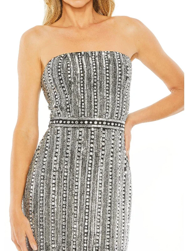 Womens Embellished Strapless Cocktail And Party Dress Tunics Sophisticated sleek