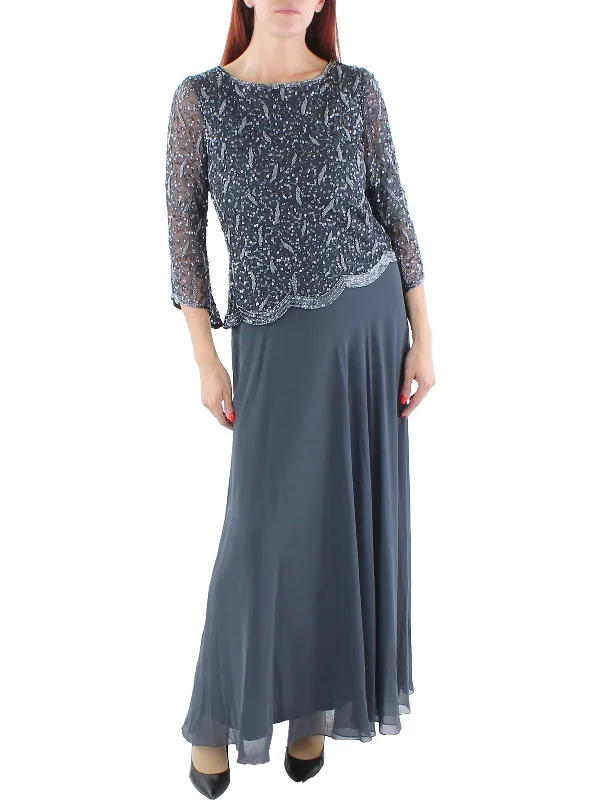 Womens Mesh Embellished Evening Dress Tunics Winter warm