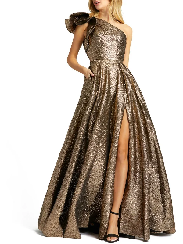 Womens Metallic Brocade Evening Dress Tunics Practical easy-care