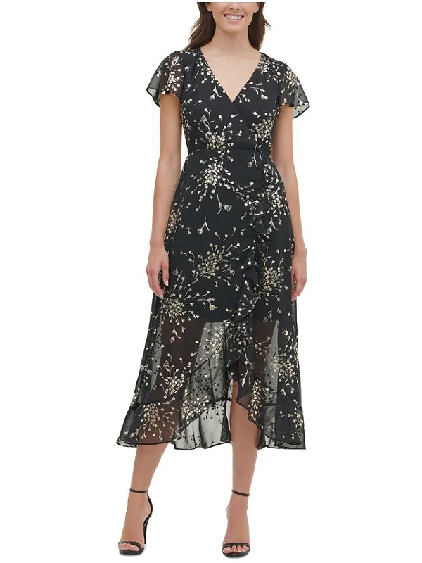 Womens Metallic Midi Cocktail and Party Dress Tunics Polka dots