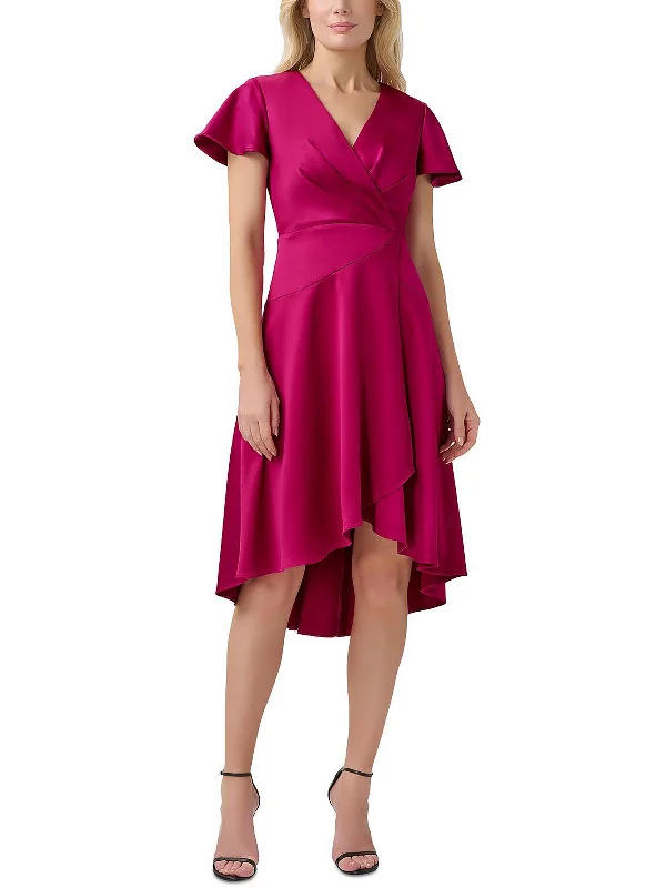 Womens Satin Hi-Low Cocktail and Party Dress Tunics Stylish elegant