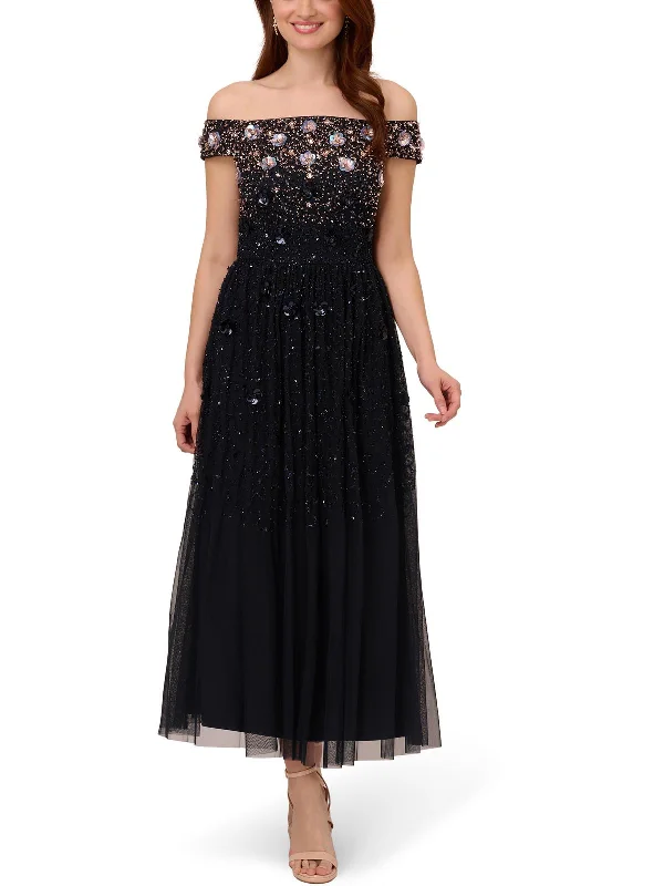 Womens Sequin Beaded Cocktail And Party Dress sweetheart Neckline Romantic