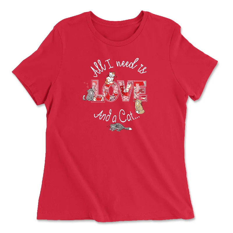 Love And A Cat Women's T-Shirt Chenille Blend Fleece Blend Nylon Blend