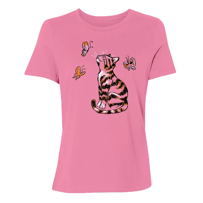 Scribble Kitty Women's T-Shirt Satin Blend Silk Blend Wool Blend