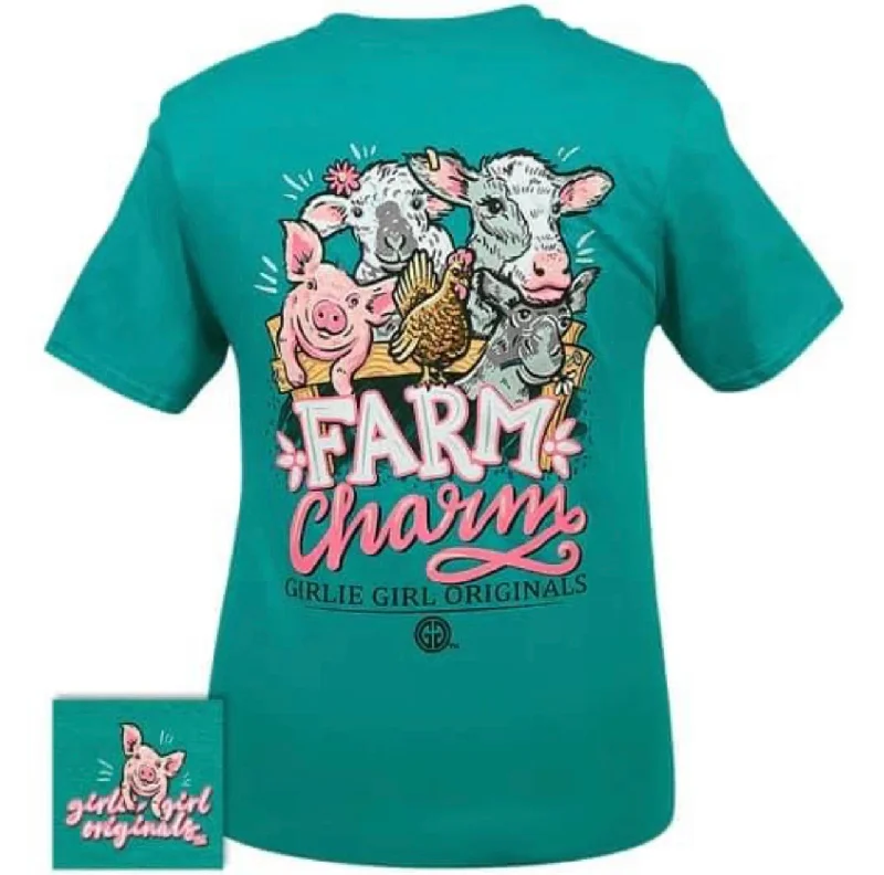 Farm Charm ~ Girlie Girl Tee Spandex Blend Rayon Blend Denim Blend