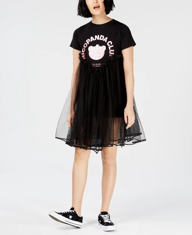 Nicopanda Tulle T-Shirt Dress Oversized T-Shirt Spandex breathable