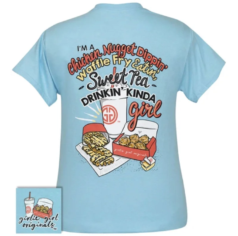 Nuggets and Waffle Fries ~ Girlie Girl Tee Solid Print Embellished