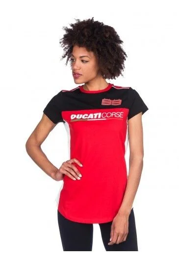 Official Jorge Lorenzo Ducati Corse Woman's T-Shirt - 17 36016 Lace Blend Ribbed Blend Corduroy Blend