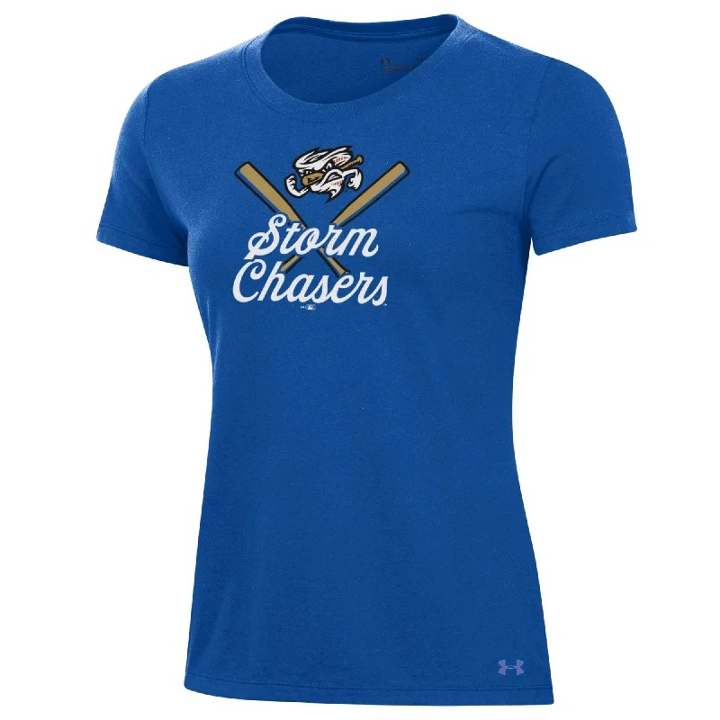 Omaha Storm Chasers Women's Under Armour Royal Perf Cotton Tee Fashionable Trendy Casual