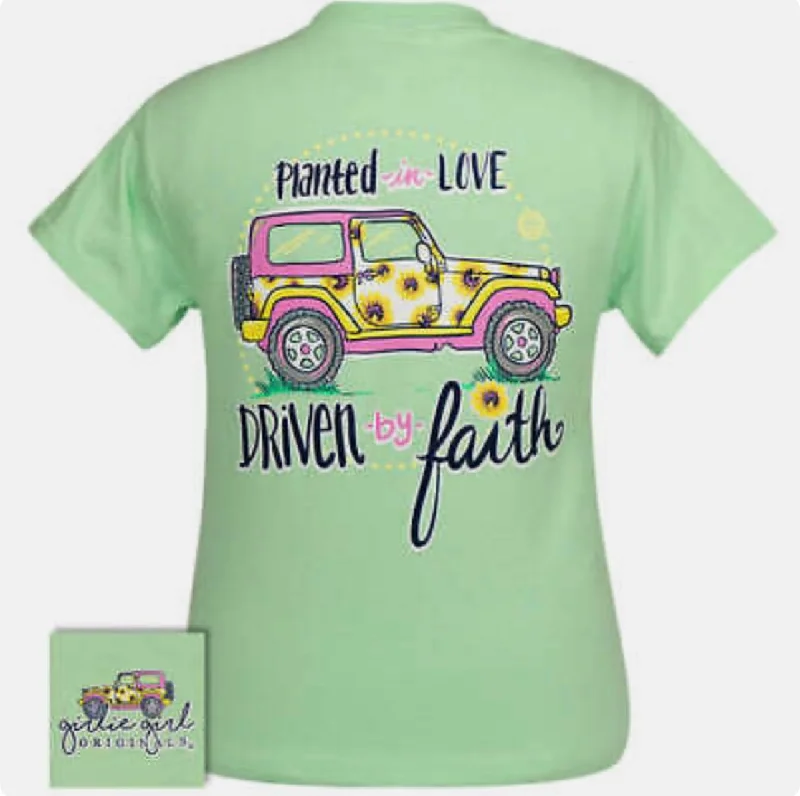 Planted in Love, Driven by Faith ~ Girlie Girl Tee Print Jacquard Patchwork