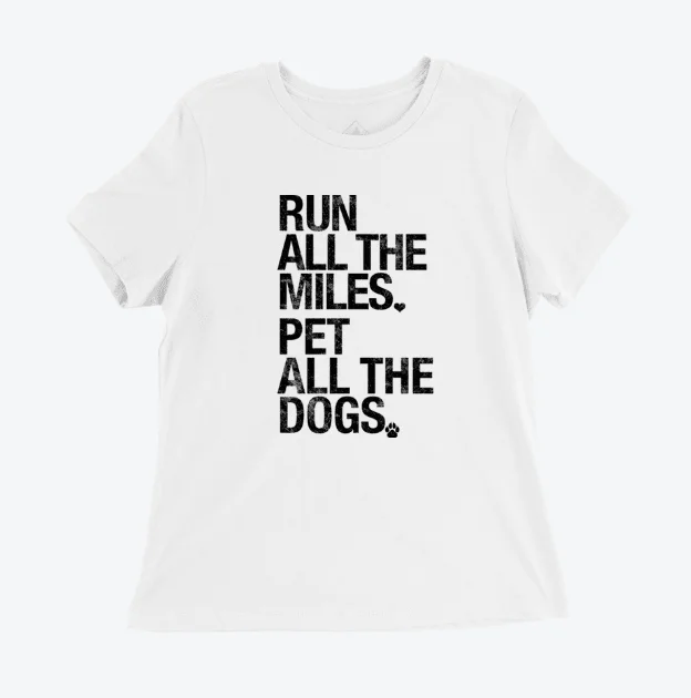 Run All The Miles, Pet All The Dogs Women's T-Shirt Chenille Brocade Lace