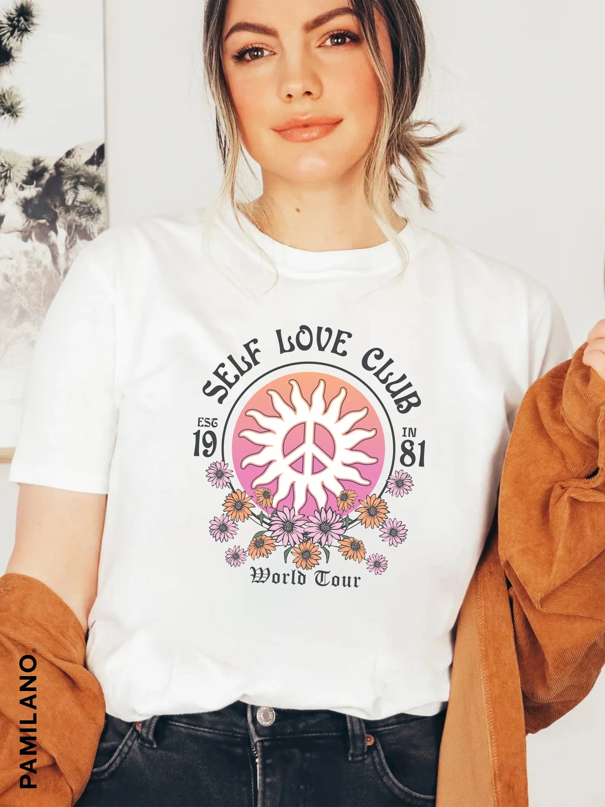 Self Love Club Printed T-shirt Seamless Knitted Crochet