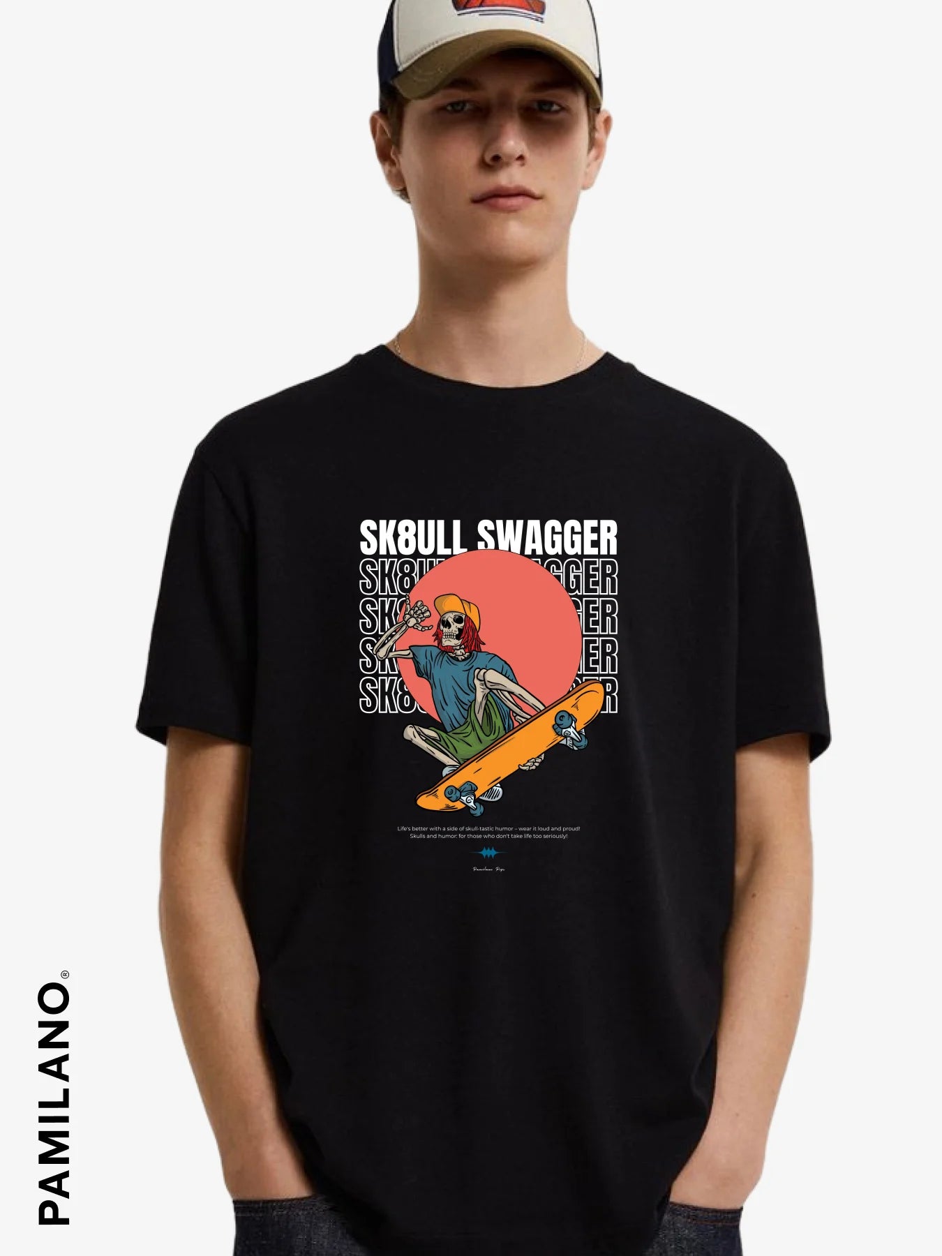 Skull - Sk8ull Swagger - Unisex T-Shirt Anti-Pilling Machine Wash Handmade