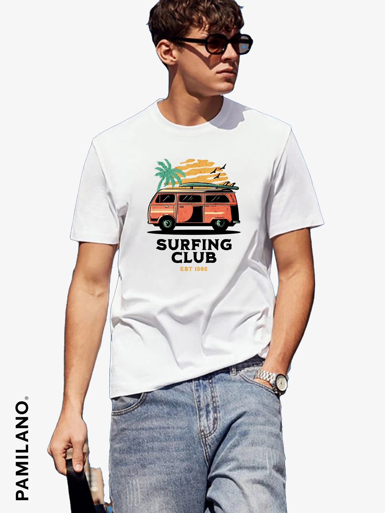 Surfing Club EST 1992- Unisex T-Shirt Lace Blend Ribbed Blend Corduroy Blend