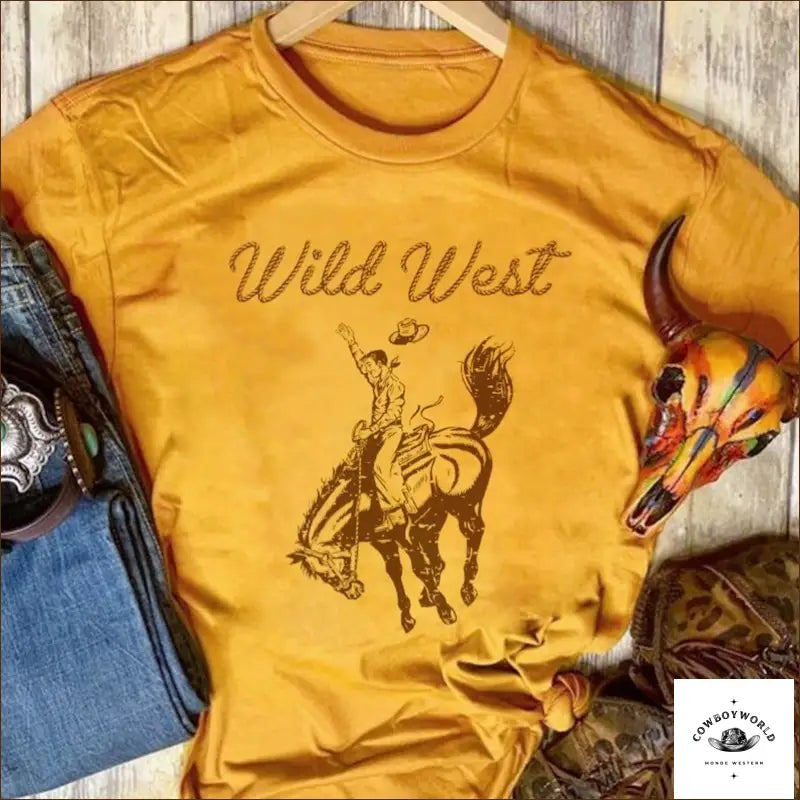 T-Shirt Style Western Wild West Striped Floral Plaid