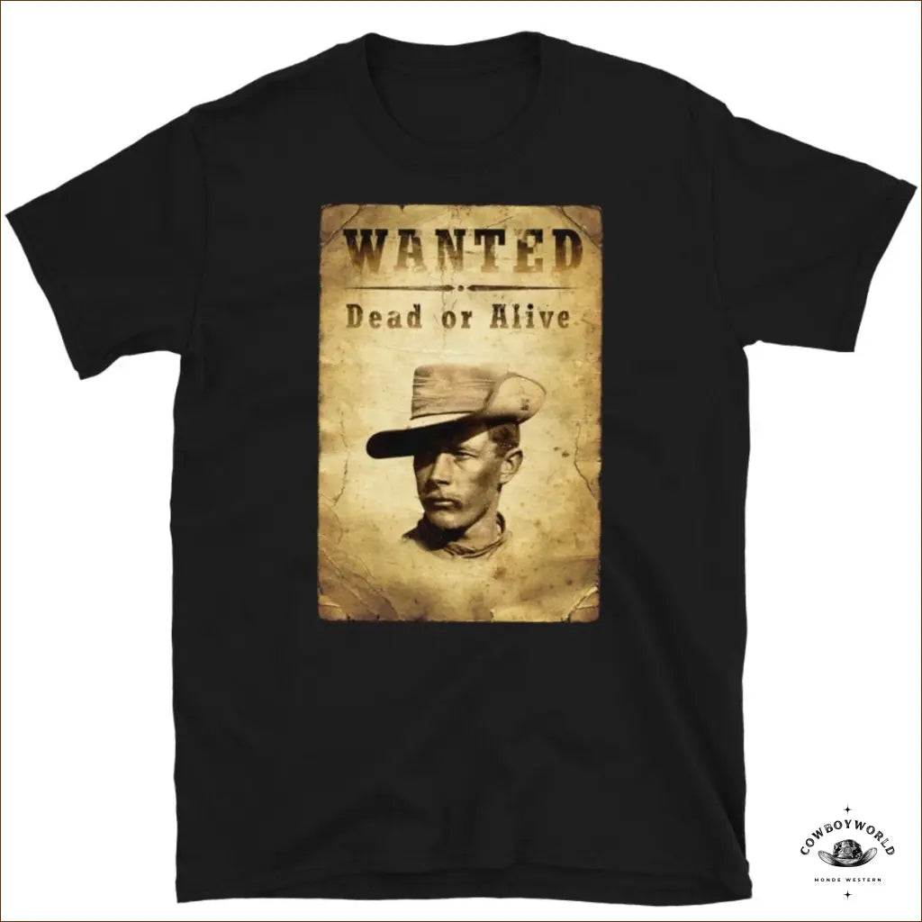 T-Shirt Wanted Dead or Alive Print Jacquard Patchwork