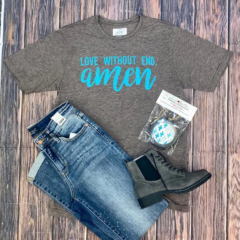 Texas True Threads "Love without end, Amen" Tee, Charcoal - Exclusive Elasticated Padded Insulated