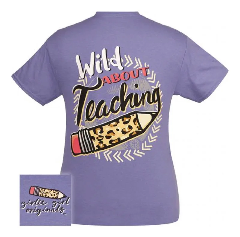 Wild About Teaching ~ Girlie Girl Tee Brand Collared T-Shirt Boat Neck A-Line