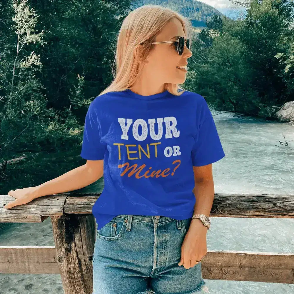 Your Tent or Mine Women T-Shirt / Fitted T-Shirt Fleece Nylon Spandex