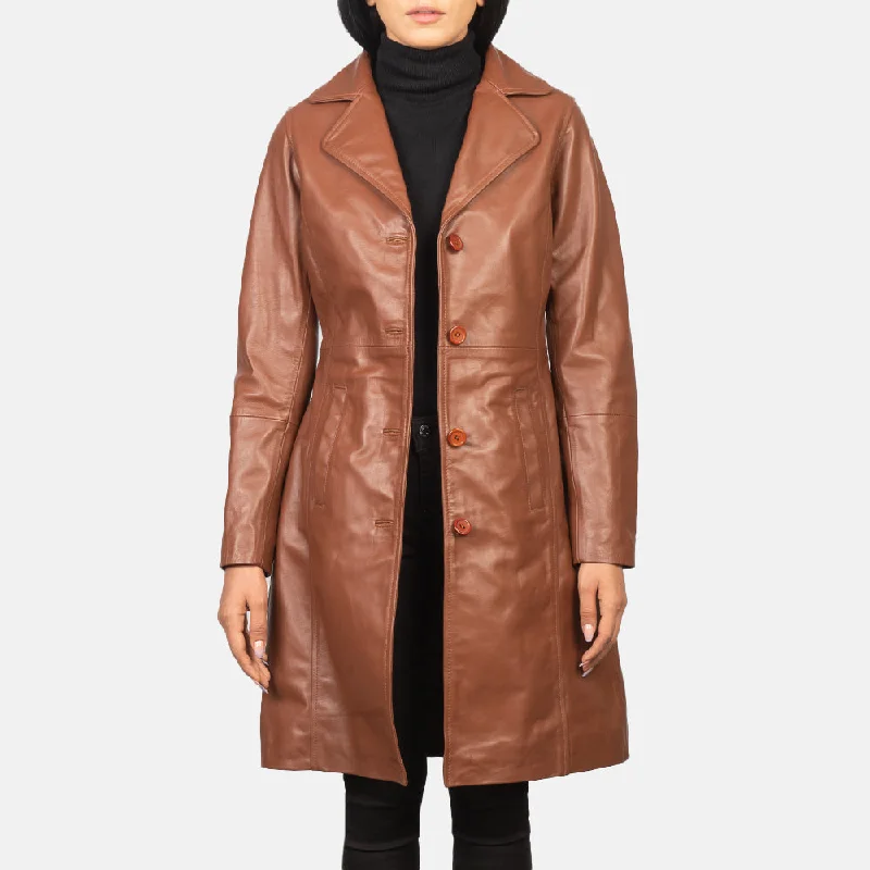 Alexis Brown Single Breasted Leather Coat Insulated Snow Jacket