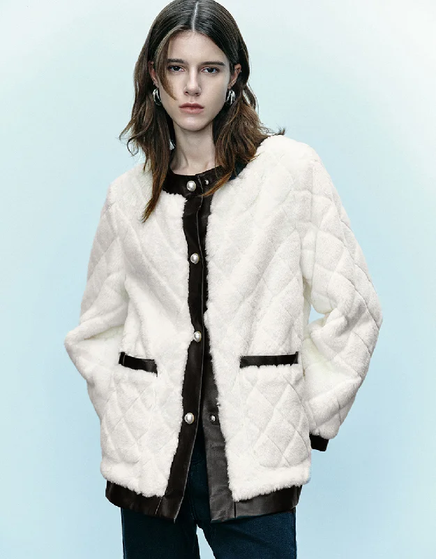 Crew Neck Straight Furry Coat Double-Layered Poncho