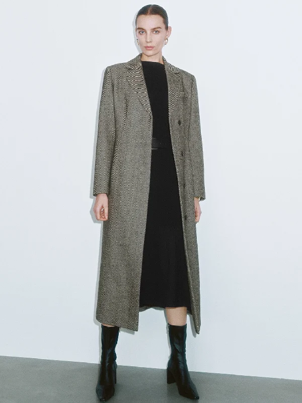 Double Breasted Long Coats A-Line Swing Coat