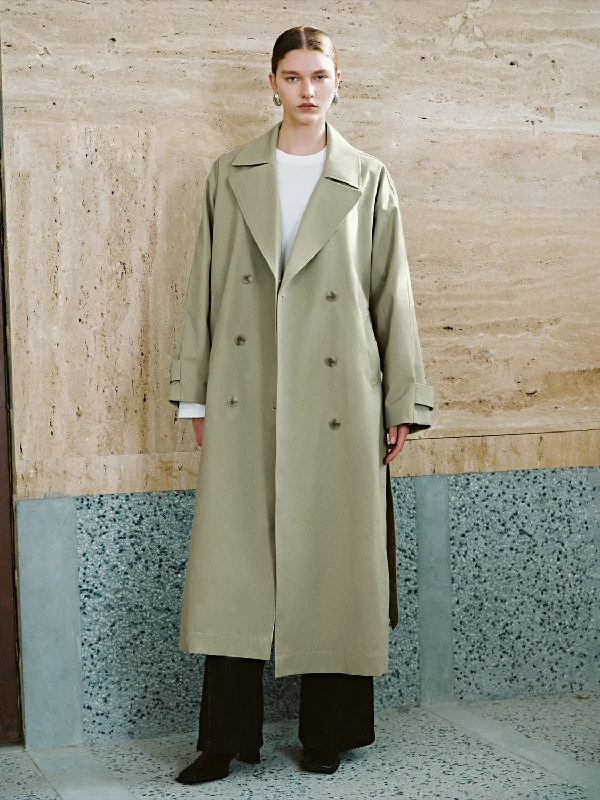 Drop Shoulder Sleeve Long Coats Classic Trench Coat