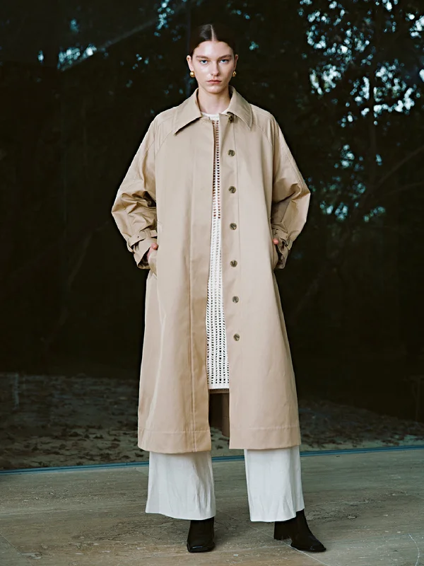 Drop Shoulder Sleeve Long Trench Coats Chic Winter Coat