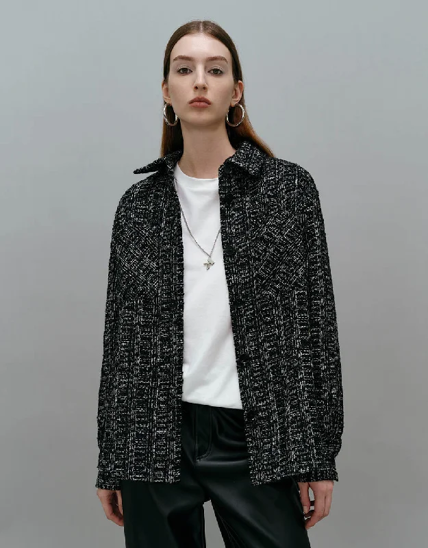 Loose Straight Woolen Coat Sporty Zip-Up Jacket