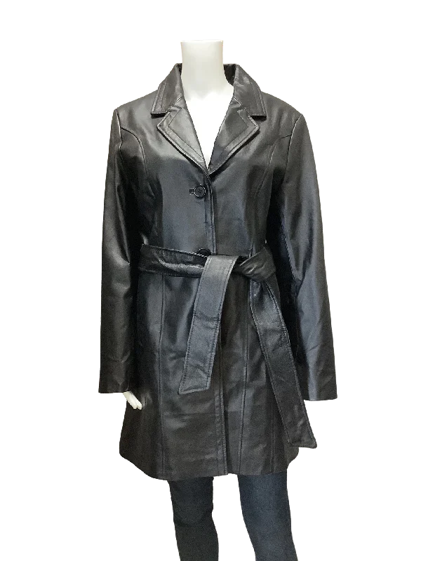 Metrostyle Black Leather Coat Size: 10  With Tags Soft Flannel Shacket