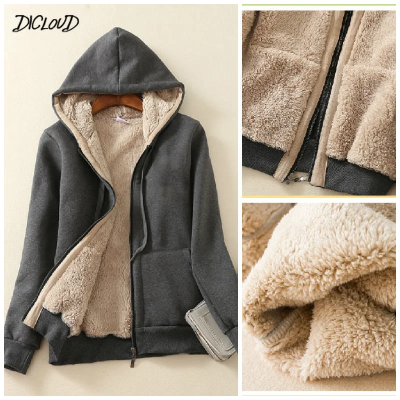 Womens Cashmere Winter Warm Hooded Coat Puff Sleeve Blazer