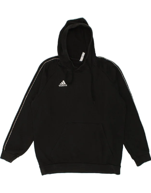 ADIDAS Mens Hoodie Jumper XL Black Cotton Hoodie with Metallic Shiny Futuristic