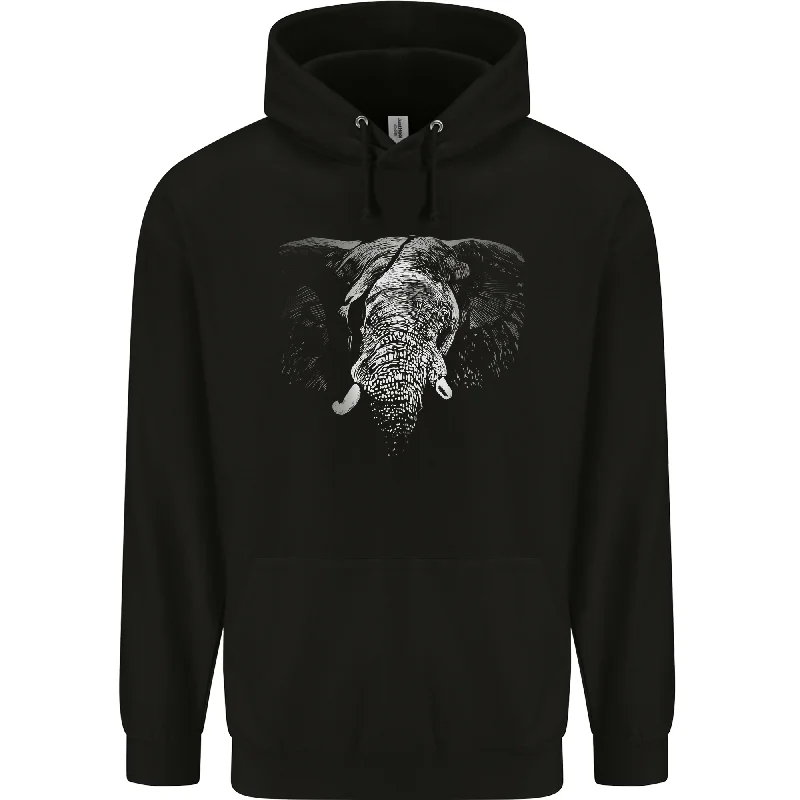 An Elephant With an Eyepatch Mens 80% Cotton Hoodie Hoodie with Hem Contrast Bold Stylish