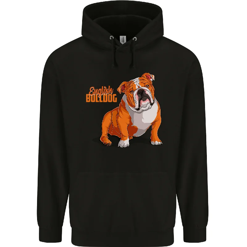 An English Bulldog Dog Illustration Mens 80% Cotton Hoodie Hoodie with Distressed Vintage Worn