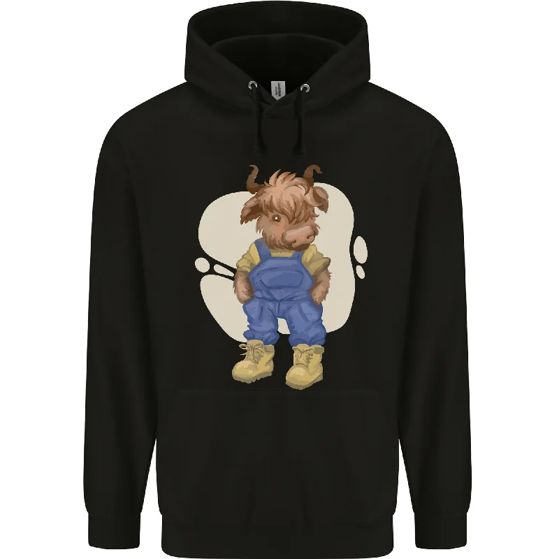 An Infant Highland Cow Cattle Bull Mens 80% Cotton Hoodie Hoodie with Relaxed Fit Easy Casual