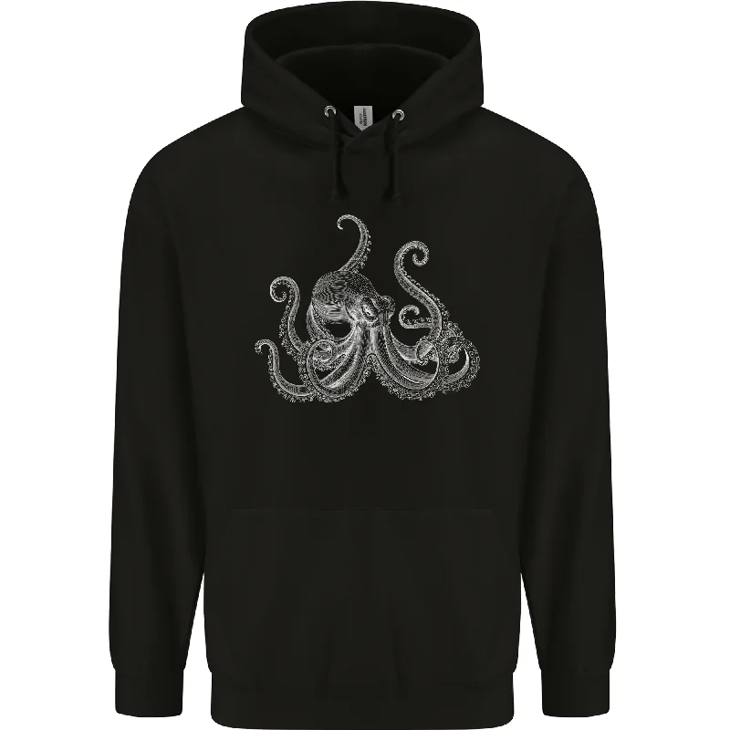 An Octopus Scuba Diver Deep Sea Diving Mens 80% Cotton Hoodie Hoodie with Slit Hem Functional Movement