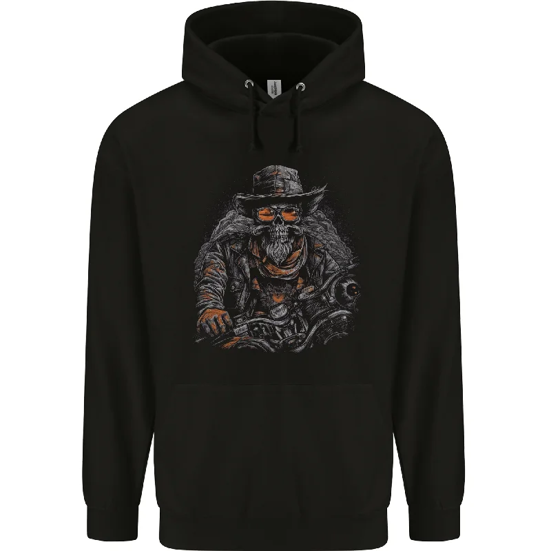 An Old Biker Skull Motorcycle Chopper Mens 80% Cotton Hoodie Hooded Sweatshirt Casual Wear Street Style