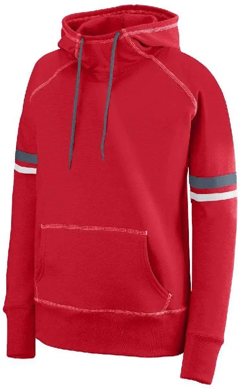 Augusta 5440 Ladies Spry Hoody - Red White Graphite Hoodie with Contrast Stitching Detailed Premium