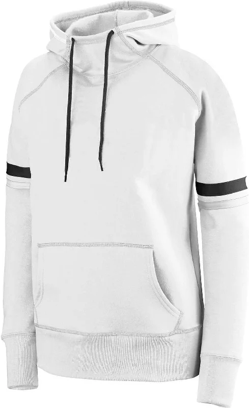 Augusta 5440 Ladies Spry Hoody - White Black Graphite Hoodie with Distressed Vintage Worn